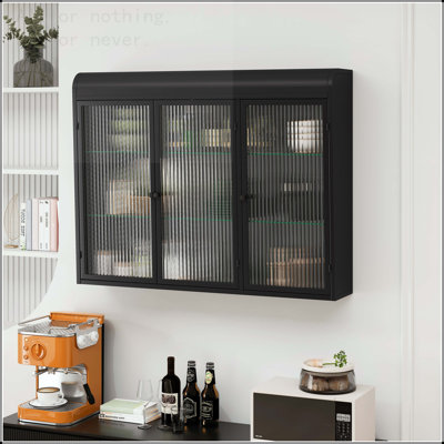 3-Door Arched Wall Mounted Glass Cabinet
