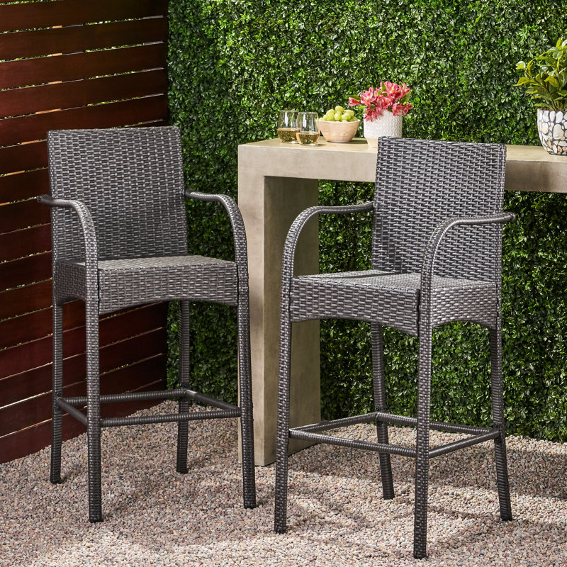2 chaises d'extérieur tissées, structure en métal, siège de 30 po, ensemble de chaises de patio et de chaises de terrasse, hauteur totale de 45,72 po,