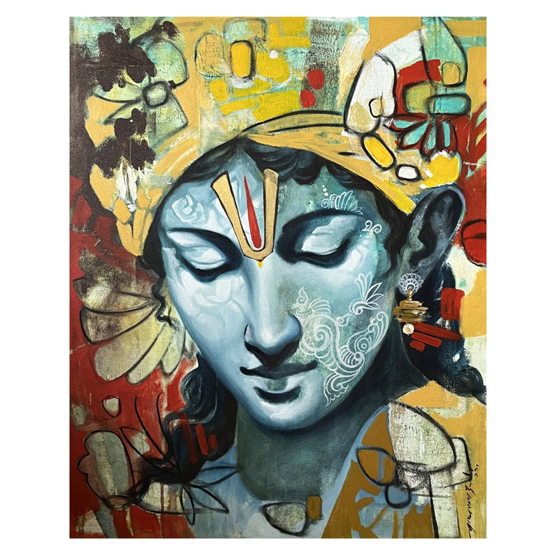 Peinture attrayante de kanhaji | Acrylique sur toile | Par Maadhvan Goyal