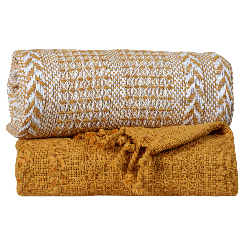 Hand Woven Throw Blanket, Yellow