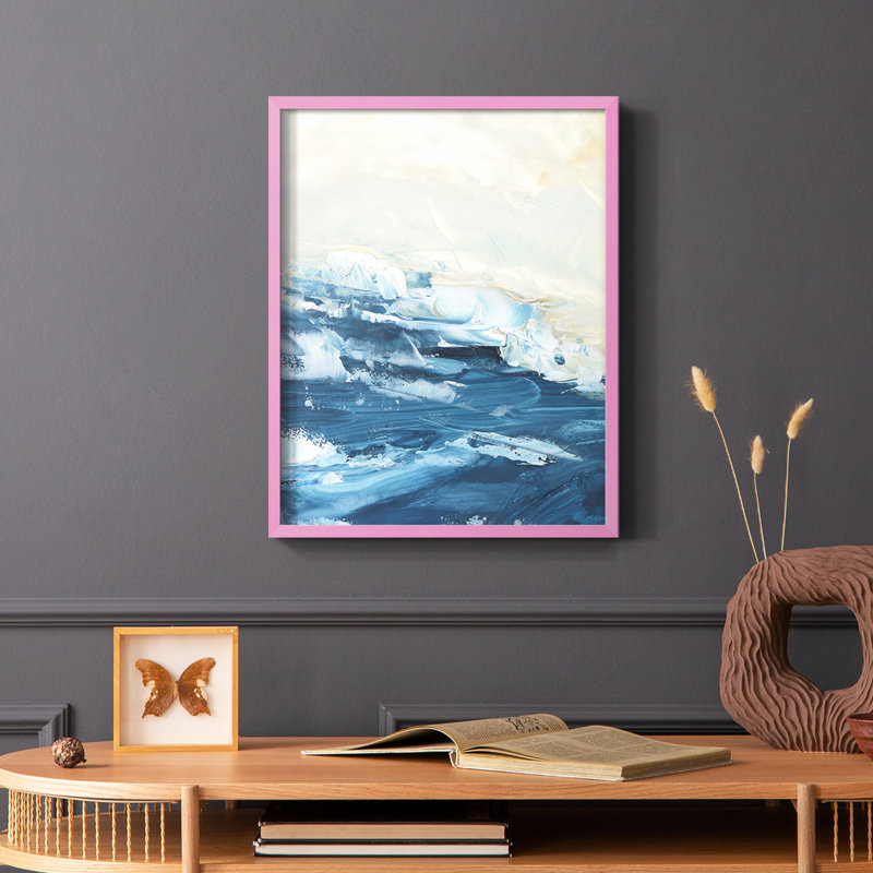 Vague après vague I, reproduction encadrée - bois massif, Noir, H 20 po x l 16 po