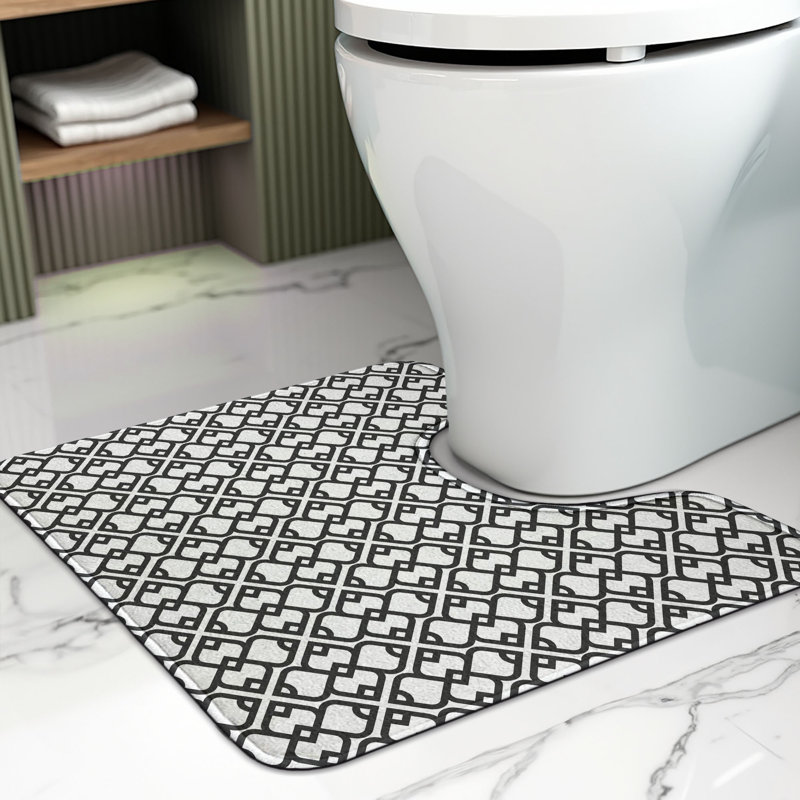 Tapis de salle de bain en U 20 po gris anthracite blanc Orient