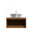 Meuble-lavabo 30 po, meuble de rangement flottant en contreplaqué, portes doubles en sergé avec garniture en métal, vasque en céramique à motif marbré et plateau en pierre frittée blanc de Carrare, couleur grain de bois de chêne brun-852211997-852211993