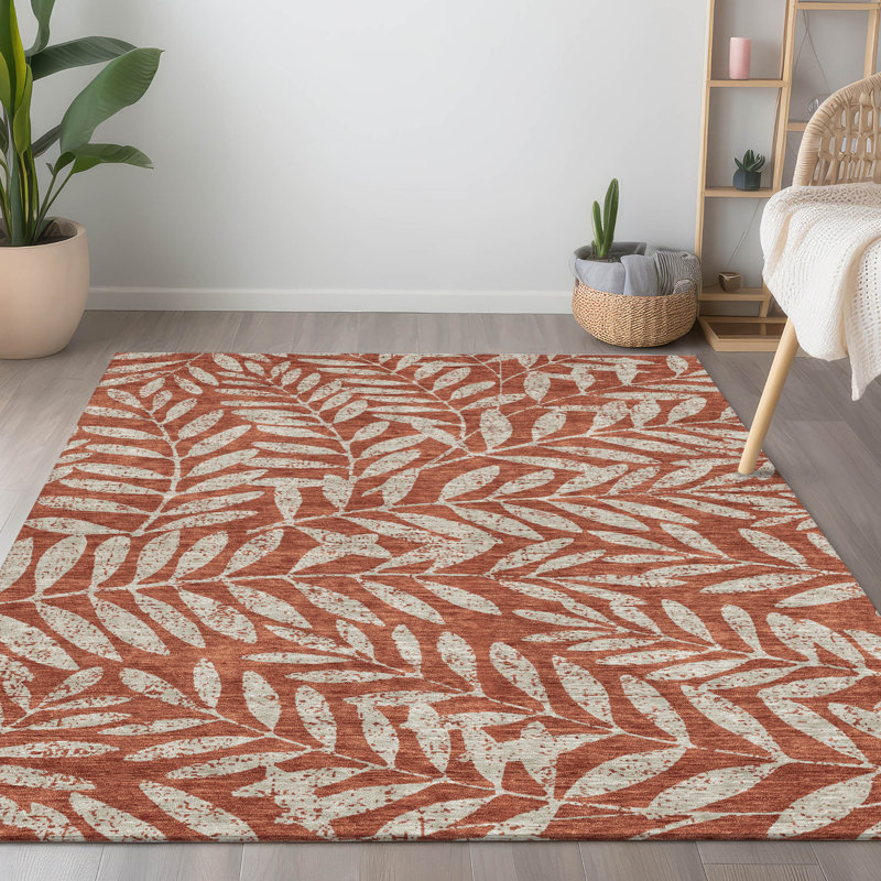 Malek Flatweave Washable Floral Indoor / Outdoor Rug, Rectangle 9' x 12'