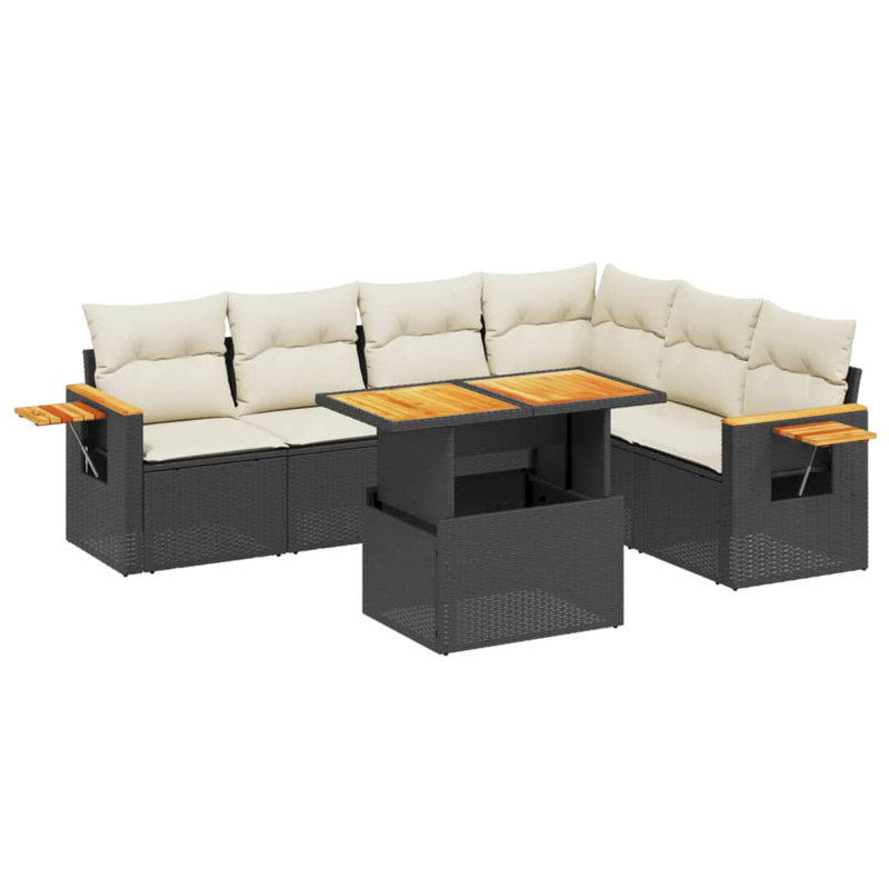 Ensemble de canapé de jardin Vidaxl noir, blanc crème
