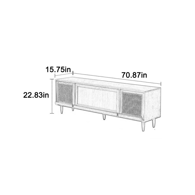 Meuble télé en cerisier à structure carrée, 70.87"