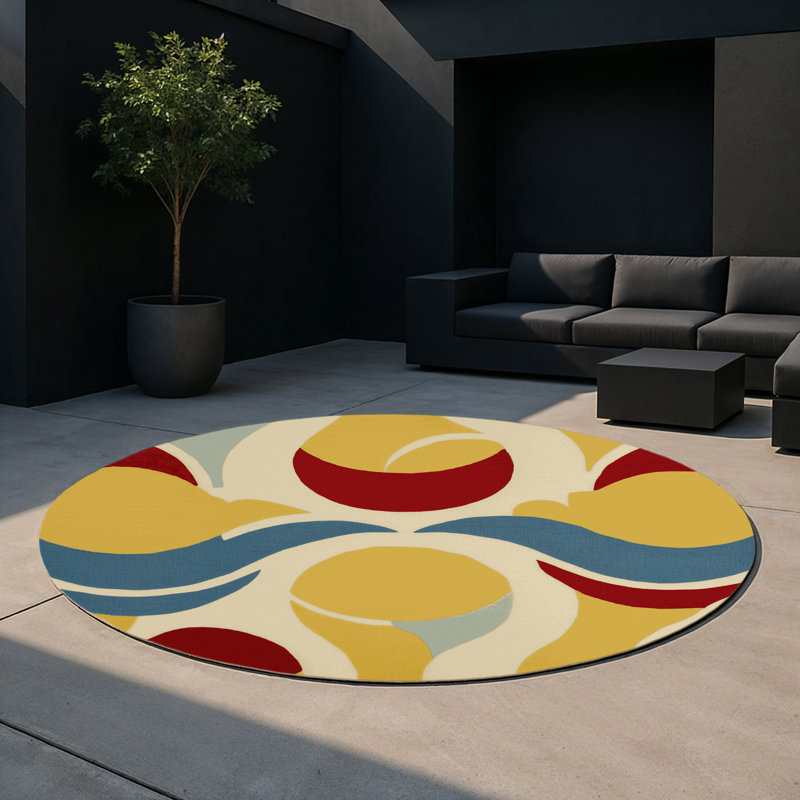 Funky Pulse Indoor And Outdoor Area Rug, Round 5'