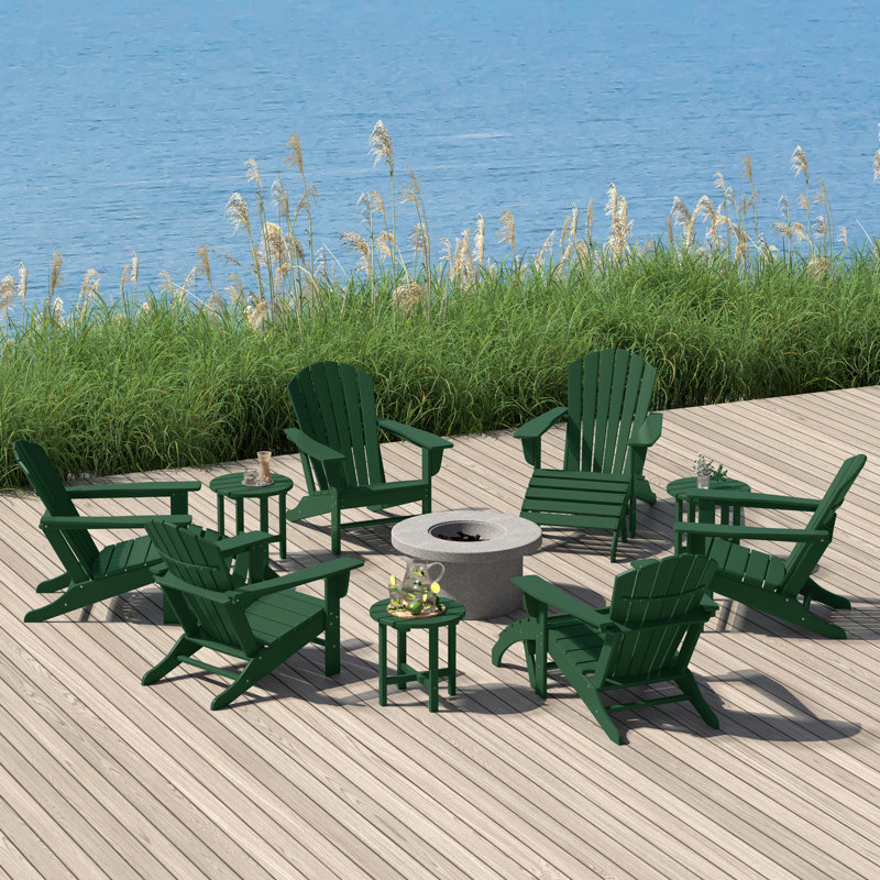 Altura Foldable Outdoor Adirondack Set, Dark Green