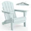 Ensemble de 4 chaises pliantes Adirondack - PEHD pour l'extérieur - Capacité de 380 lb - Résistant aux intempéries, peu encombrant et confortable - Texture de grain de bois gaufré - Bleu clair