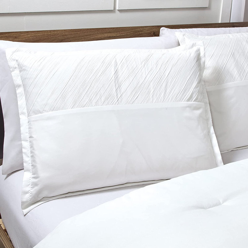 Sara 7-Piece Textured Geometric Embroidery Comforter Set, Queen Comforter + 4 Throw Pillows