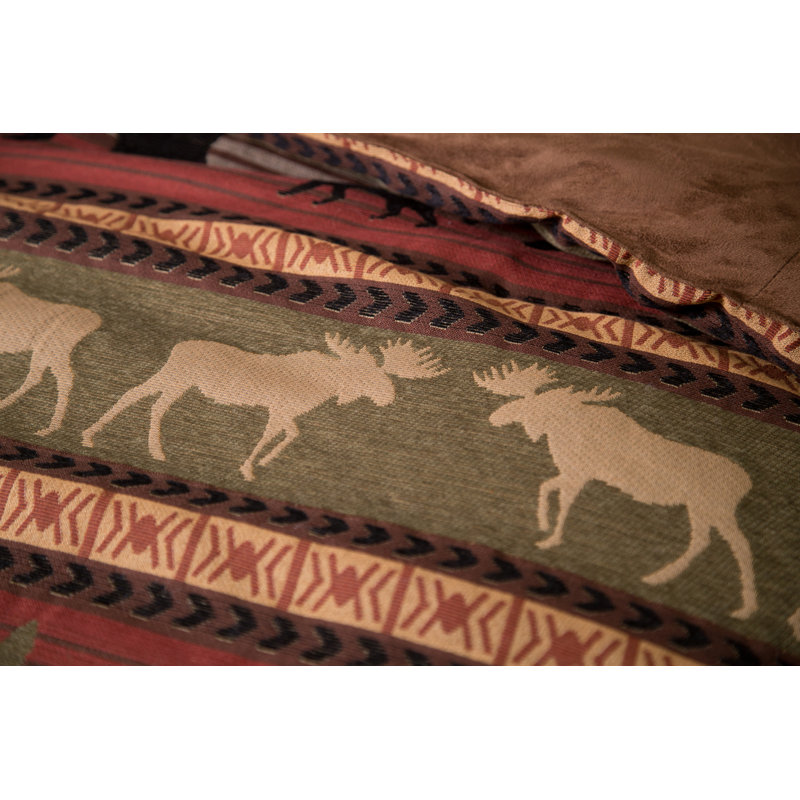Queen Red and Brown Rustic Polyester Bed in a Bag Set