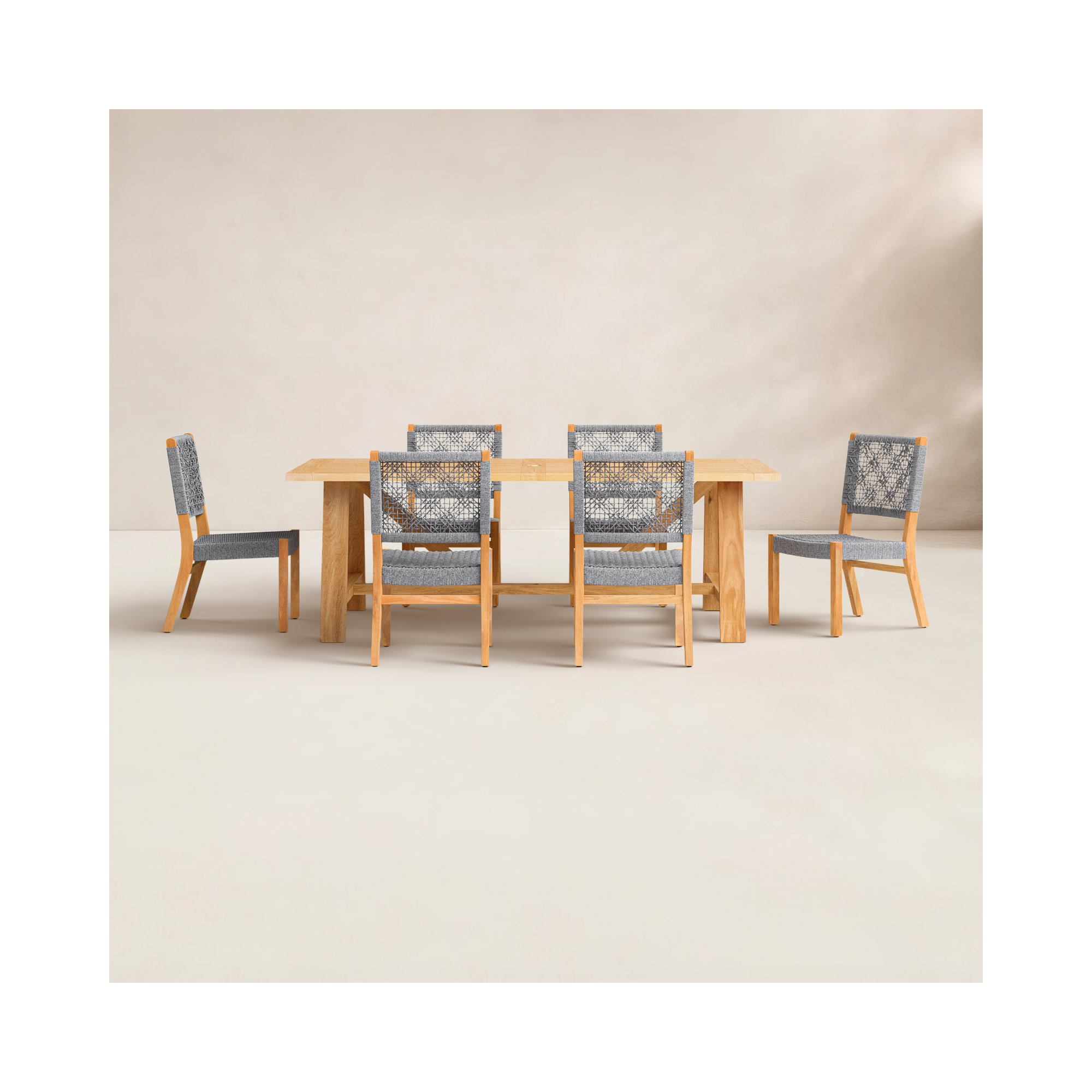 Seras 90'' Rectangular 6 - Person Outdoor Dining Set, Gray
