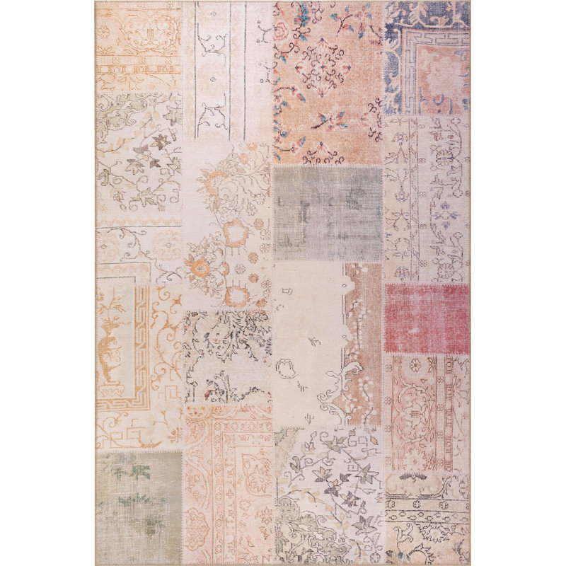 Luxurious Beige Area Rug, 4.6 x 6.2 ft | 100% Polyester, 1850 g/m² | Soft 0.16 in Pile Height, Recycled Poly Cotton Underside | Machine Carpet, Eco-Friendly Design | Ideal for Living Room, Bedroom & More