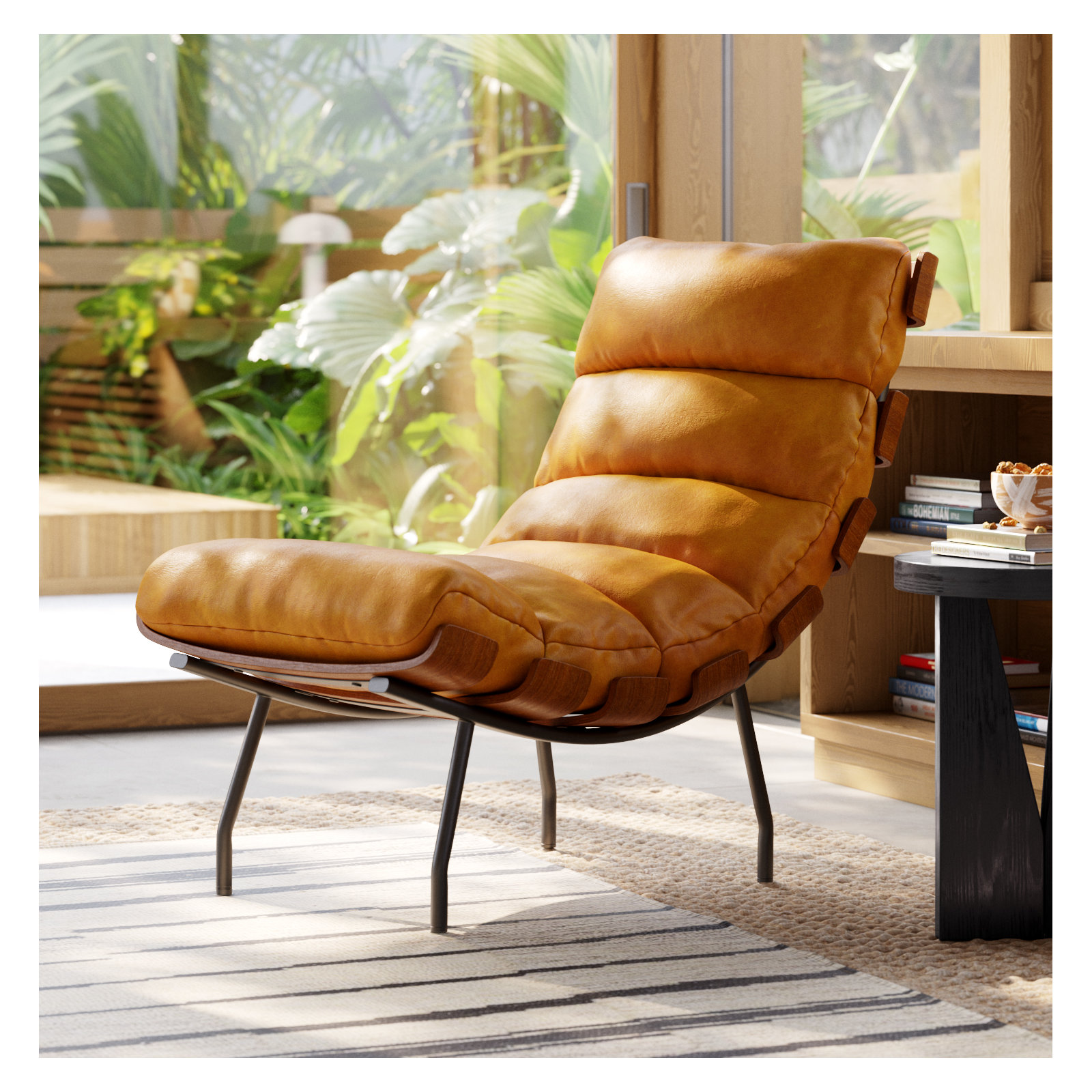 Malin Modern Accent Chair, Brown 100% Leather