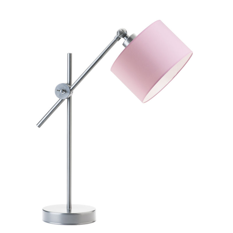 Gartha Adjustable Metal Desk Lamp, Silver, Light Pink