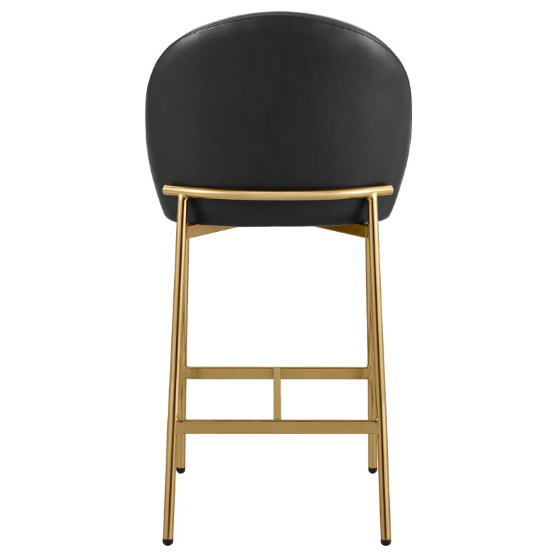 27'' Modern Counter Stools With Metal Frame, Black Seat/ Light Bronze Frame