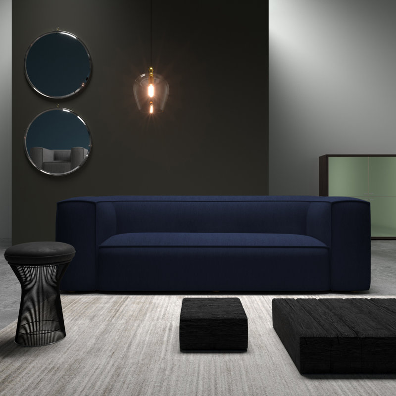Varick Oversize Track-Arm Sofa with Flange, 30" H x 108" W x 41" D, Weathered, Box Weave Linen Graphite