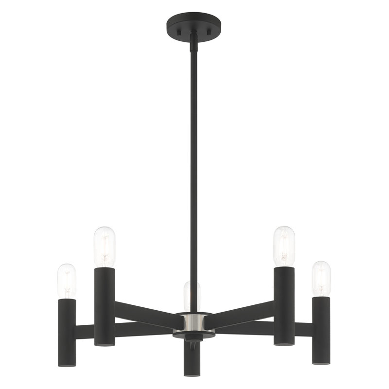 Martella Candle Style Classic / Traditional Chandelier, Black, 6" H x 25" W x 25" D