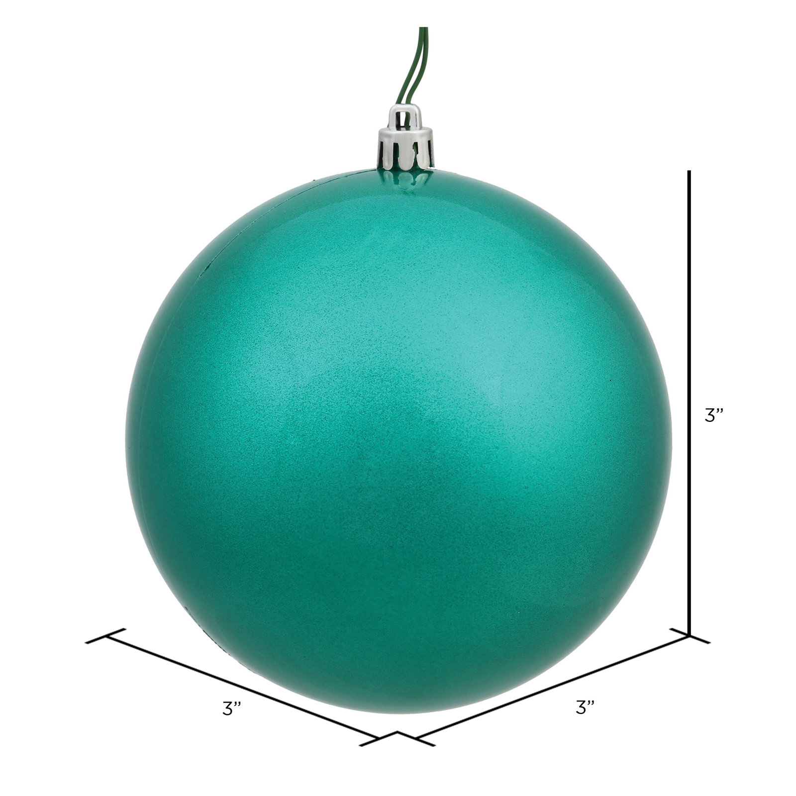 Holiday Décor Ball Ornament, 3" H x 3" W x 3" D, Candy Teal
