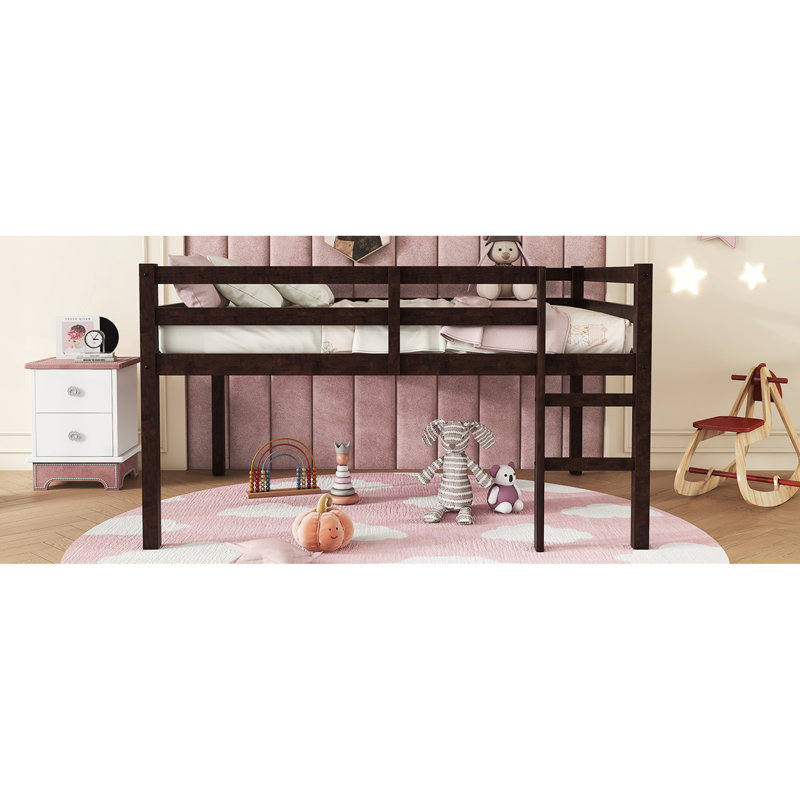 Lit mezzanine double en bois d'hévéa - Améliorez l'esthétique de votre chambre à coucher avec des matériaux