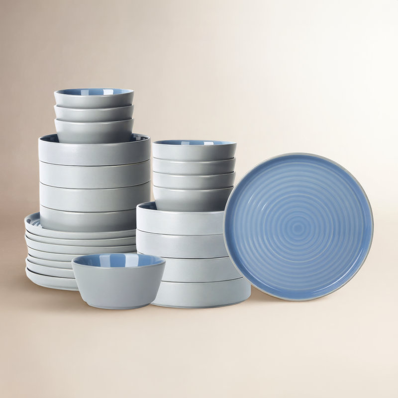 Stone Lain Elica 24-Piece Dinnerware Set Stoneware, Blue