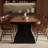 Nut-brown+Black Rectangular Solid Wood Dining Table-311030511