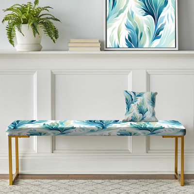 Floral Upholstered Gold Bench