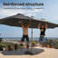 Parasol de marché extérieur lumineux à double face avec base Emanuell 14,5 pi x 8,3 pi avec base Emanuell-1050937817