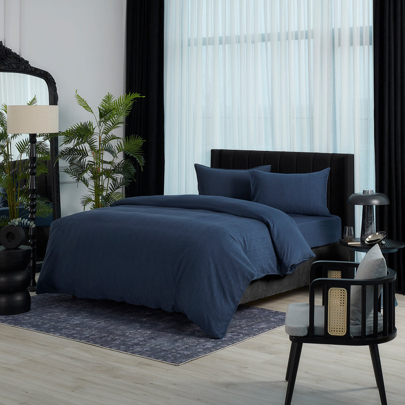 Garyson Cotton Solid Colour Duvet Cover Set with Pillowcases, King - 2 Standard Pillowcases