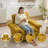  360° Swivel Chenille Accent Chair Upholstered Single Sofa With Throw Pillow-1249685641