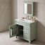 Meuble-lavabo de salle de bain avec comptoir en céramique, 3 tiroirs de rangement, tablette réglable et supports de porte-133444995