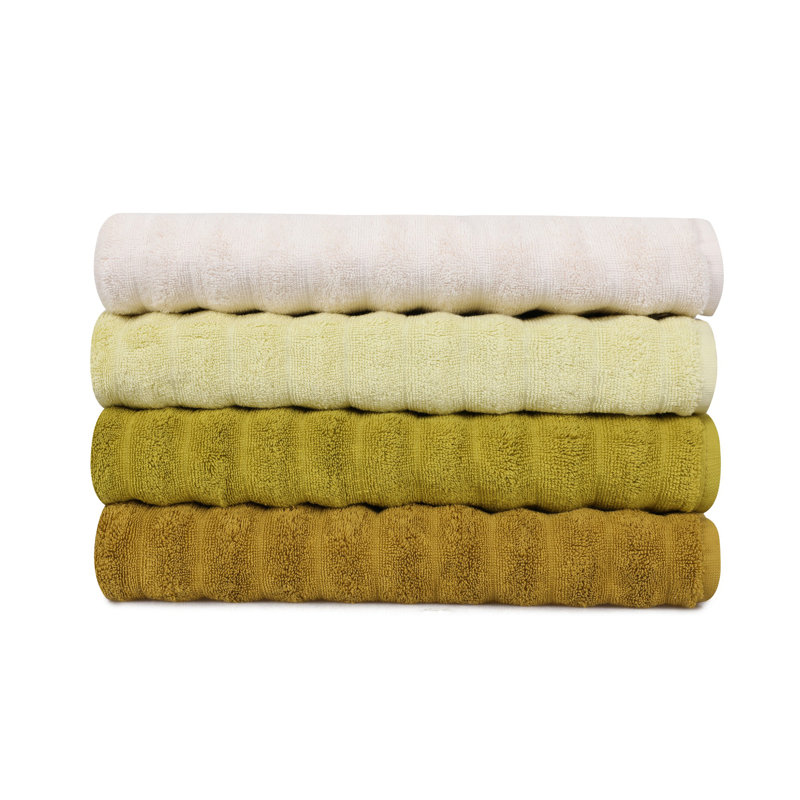 Ensemble de 4 serviettes de bain en coton turc, Brun / jaune