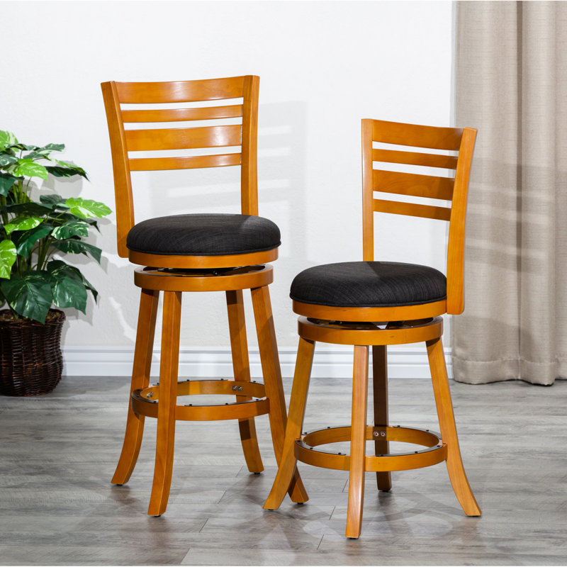 Siège pivotant à lattes de 24 po à hauteur de comptoir - siège en tissu naturel gris anthracite pour une utilisation pratique avec une finition naturelle d'aspect dossier, structure stable