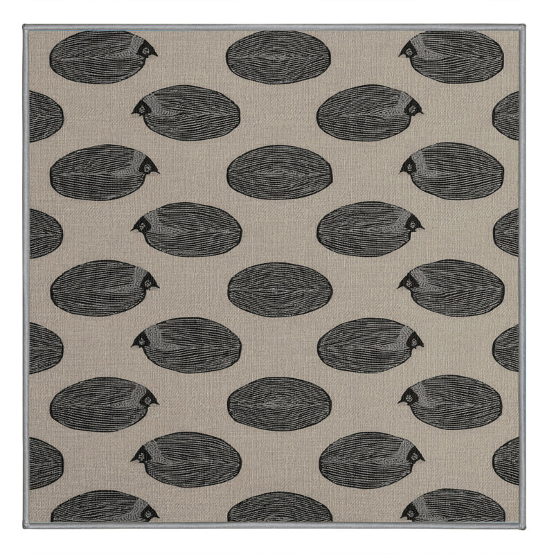 Washable Gray Partridge Birds Area Rug, Square 4'