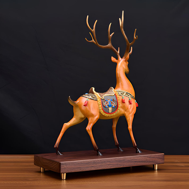 Ornement artistique en forme de cerf en laiton massif pour l'élégance de la maison