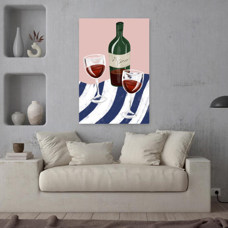 «Red Wine Still Life», art mural contemporain d'été, H 36 po x l 24 po