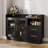 Wine Cabinet with LED Lights, Drawers,Durable Double Glass Doors & Anti-Tipping Design,for Kitchen, Living Room, Dining Room