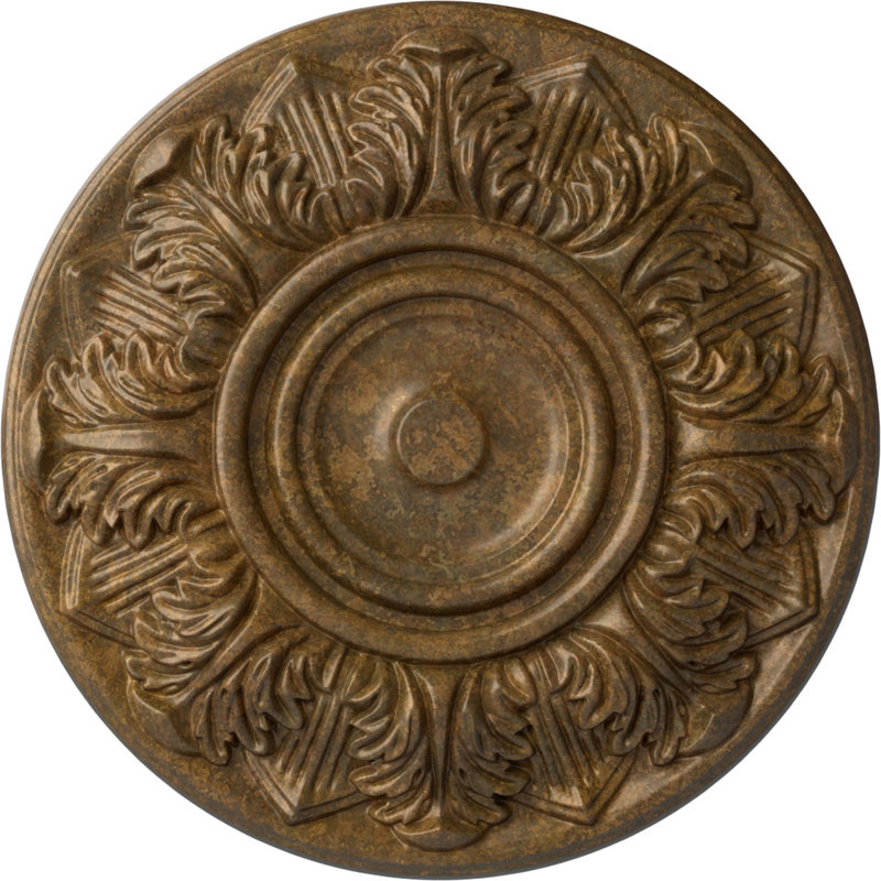 Médaillon de plafond Endurathane Whitman, DO 13 po x P 1 3/8 po (pour les auvents jusqu'à 3 3/4 po), finition bronze frotté peint à la main