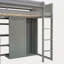 Lit mezzanine en bois avec plusieurs tablettes de rangement et garde-robe-905467859