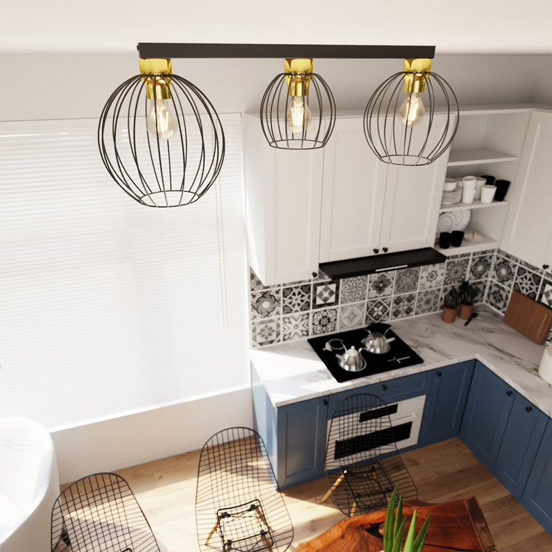Alyessa Flush Mount, Matte Black/Gold