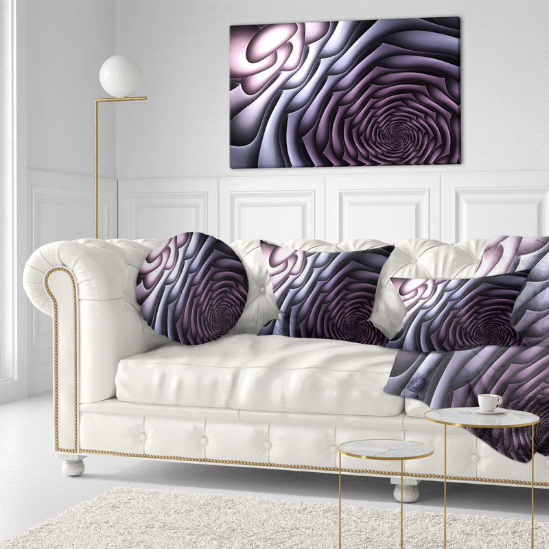 Art floral fractal en forme de fleur - coussin imprimé abstrait, Mauve