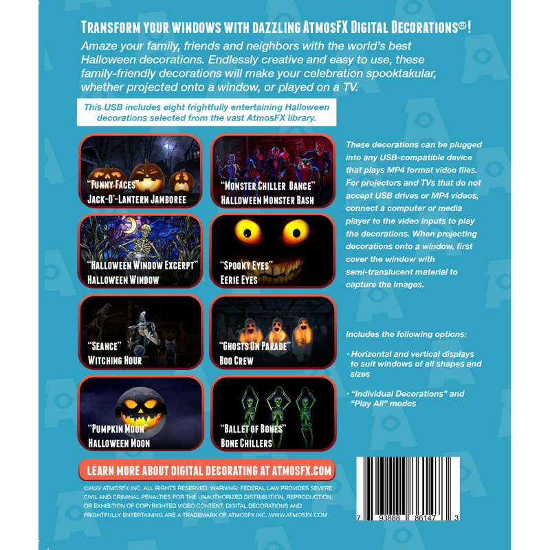 AtmosFX Halloween Digital Decoration USB with 8 Video Effects