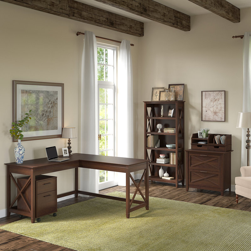 Ovia 60W L Shaped Desk, Bing Cherry