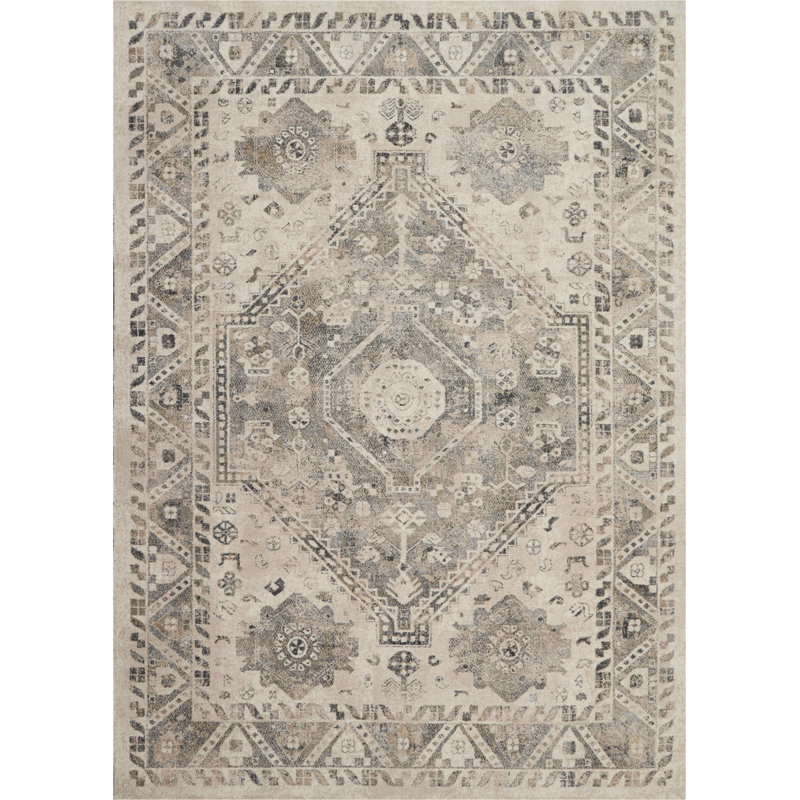 Tapis crème d'inspiration persane Lashanda, Rectangle 9 pi 6 po x 13 pi
