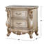 Table de chevet 2 tiroirs avec moulures florales en relief, blanc