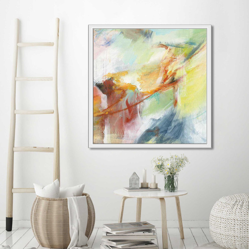 «Poss Possix III Crop» - peinture, Cadre flottant blanc, H 21,5 po x l 21,5 po x P 2 po