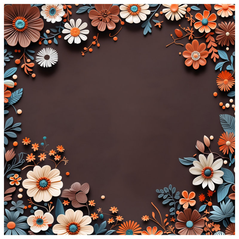 Couvre-lit matelassé à motif floral, Ensemble de courtepointe grand, Brun / orange / crème floral