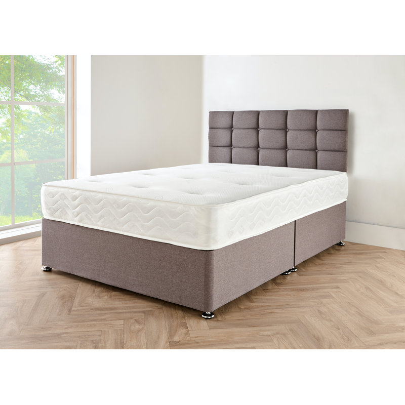 Gottberg Upholstered Divan Bed with Mattress, Grey Linen, 120 x 200cm