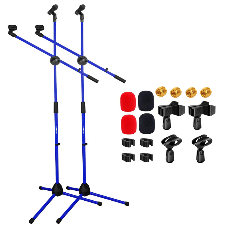  Support pour micro 2 pièces Pieds de microphone à trépied réglables en hauteur avec bras télescopique extensible