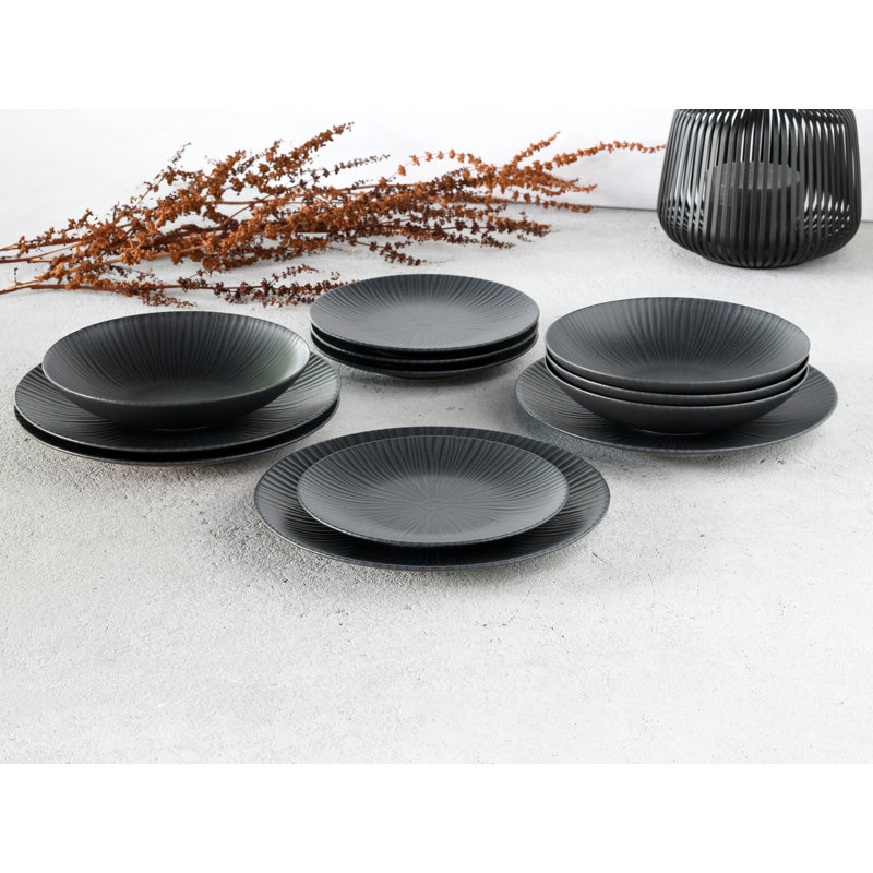 12-piece Vesuvio Stoneware Tableware Set for 4 People